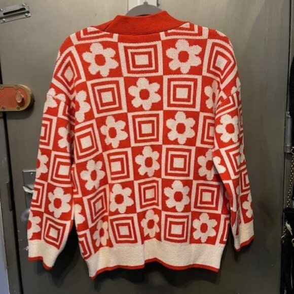 RETRO KNIT JACQUARD FLORAL CARDIGAN - Picture 11 of 16